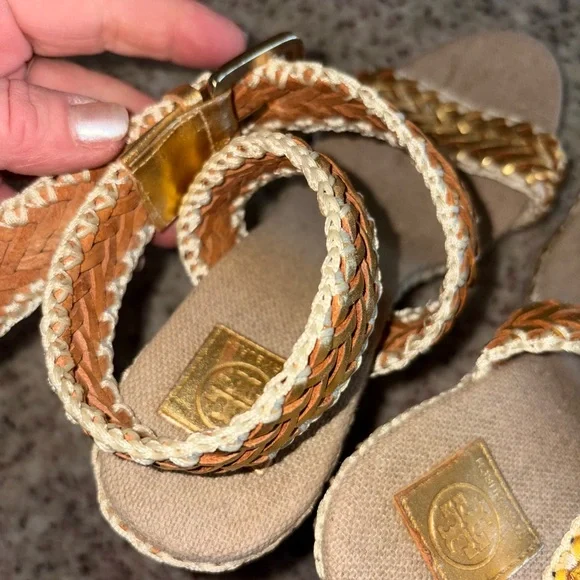 Tory Burch Espadrille Wedge Sandals Sz 38 - Picture 10 of 12